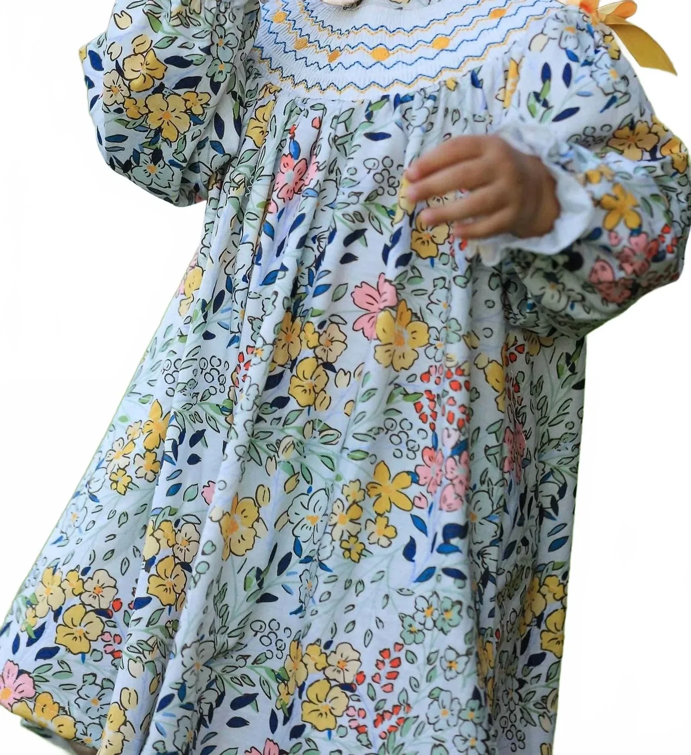Детское платье для девочек с вышивкой и бантом Floral Leaf Rylee + Cru, Floral Leaf — фото 2