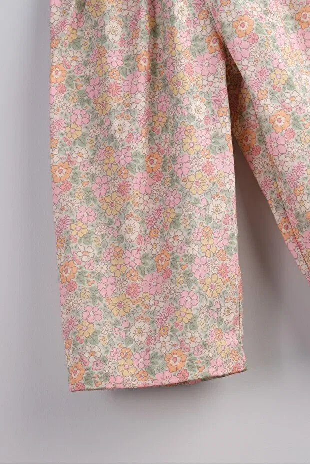 Детские брюки для девочек свободного кроя с цветочным принтом Bondberro, Pink Floral — фото 3