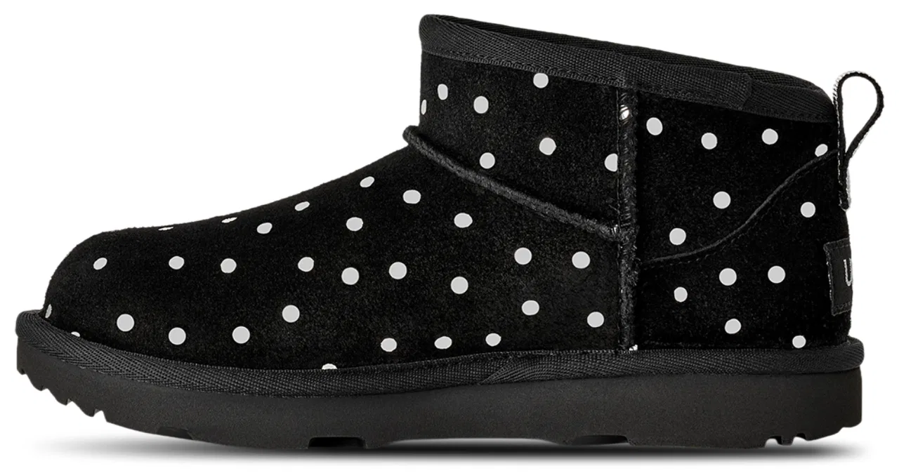 Детские ботинки для девочек из замши с блестящими точками Ultra Mini Shiny Dots UGG, серебристый/черный — фото 2