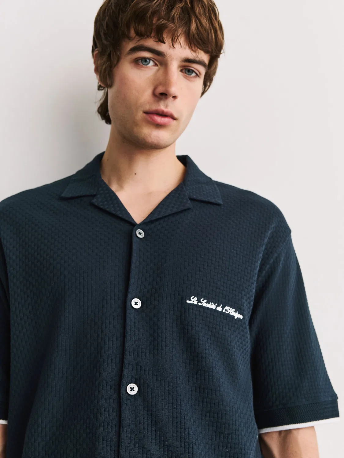 Рубашка ревер с коротким рукавом, Regular Fit Next, темно-синий