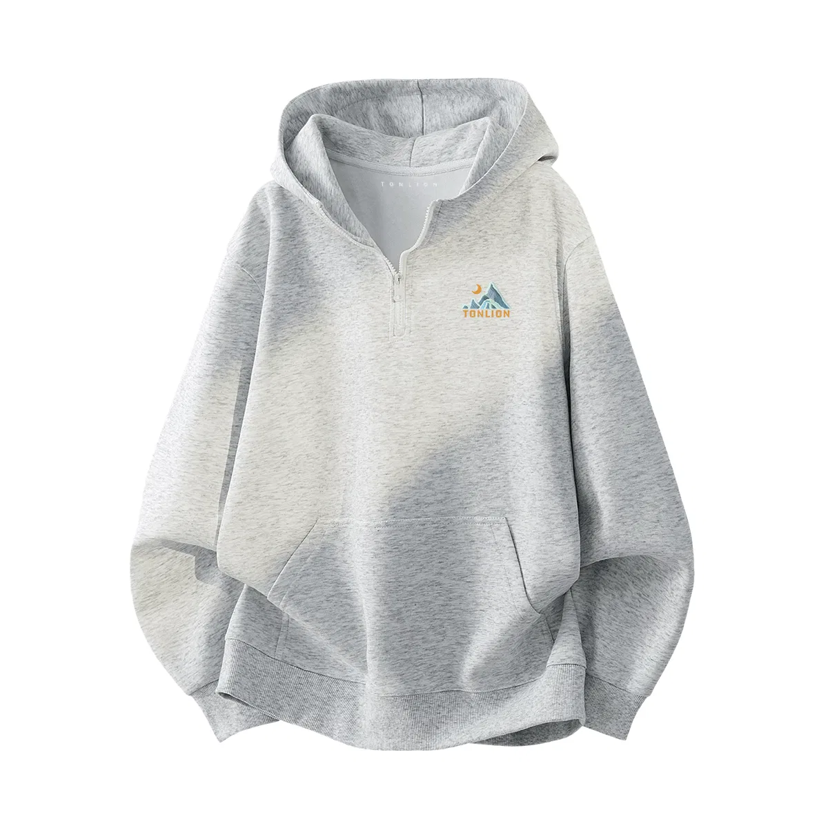 Детский худи с флисовой подкладкой на молнии Tonlion, Цвет: Upgrade Plush Fleece Heather Grey (TN Mountain Sun Moon Scenery Chest Logo)