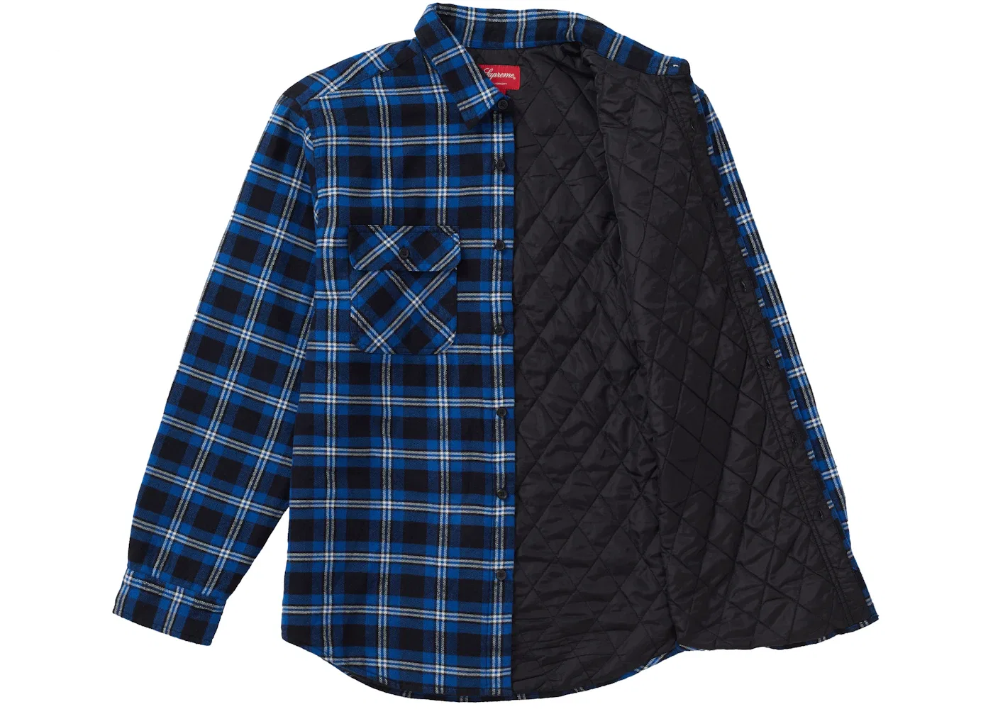 Мужская рубашка из фланели с квилтингом Supreme Arc Logo Flannel Shirt, Black — фото 2