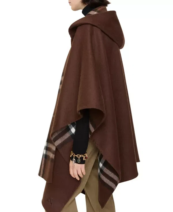 Женская накидка с капюшоном из кашемира Cashmere hooded cape Burberry, Treacle Brown — фото 2