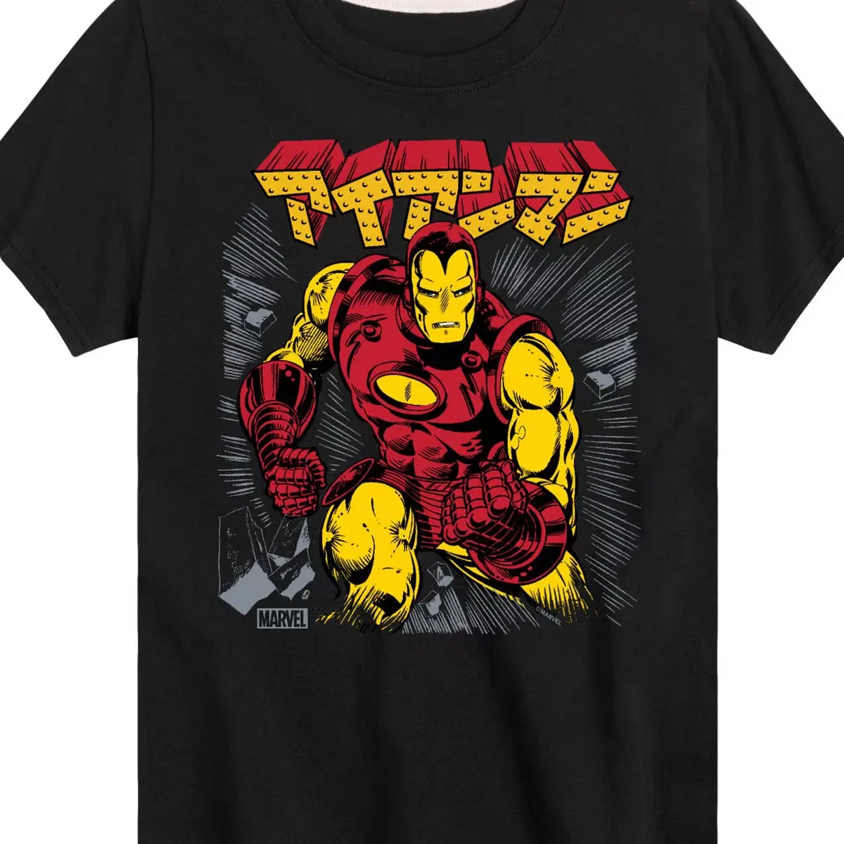 Детская футболка с коротким рукавом с принтом Iron Man Katakana Marvel, Black — фото 2