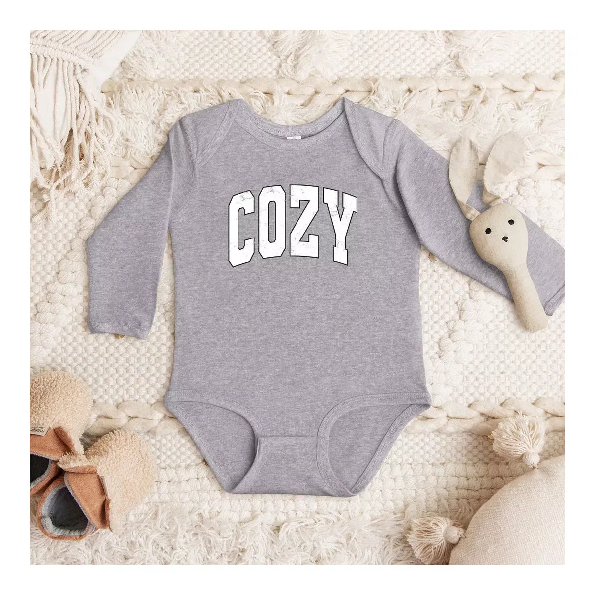 Детский боди с длинным рукавом Cozy Worn Varsity The Juniper Shop, Heather Grey — фото 2