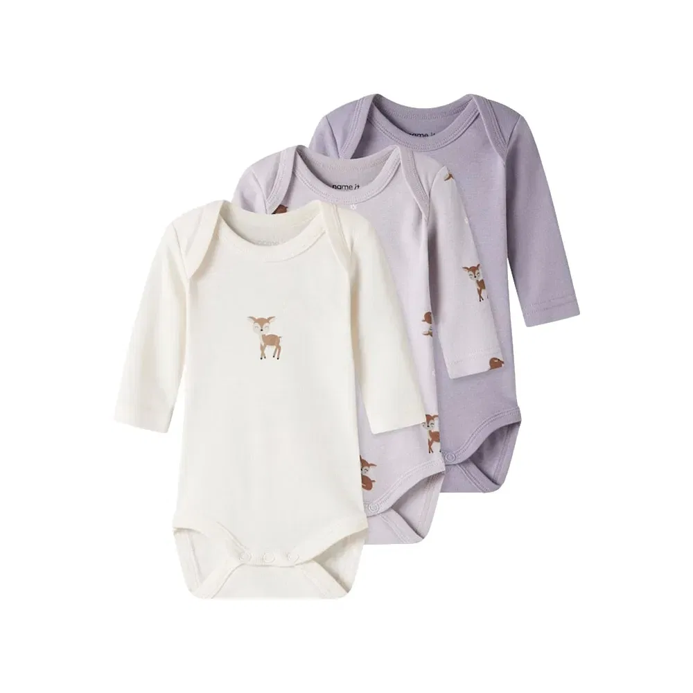 Боди с длинным рукавом Lilac Marble Deer Name It, мультиколор