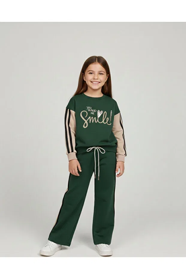 Детский спортивный костюм для девочек хлопковый Basics Yavrucak Girls, Green