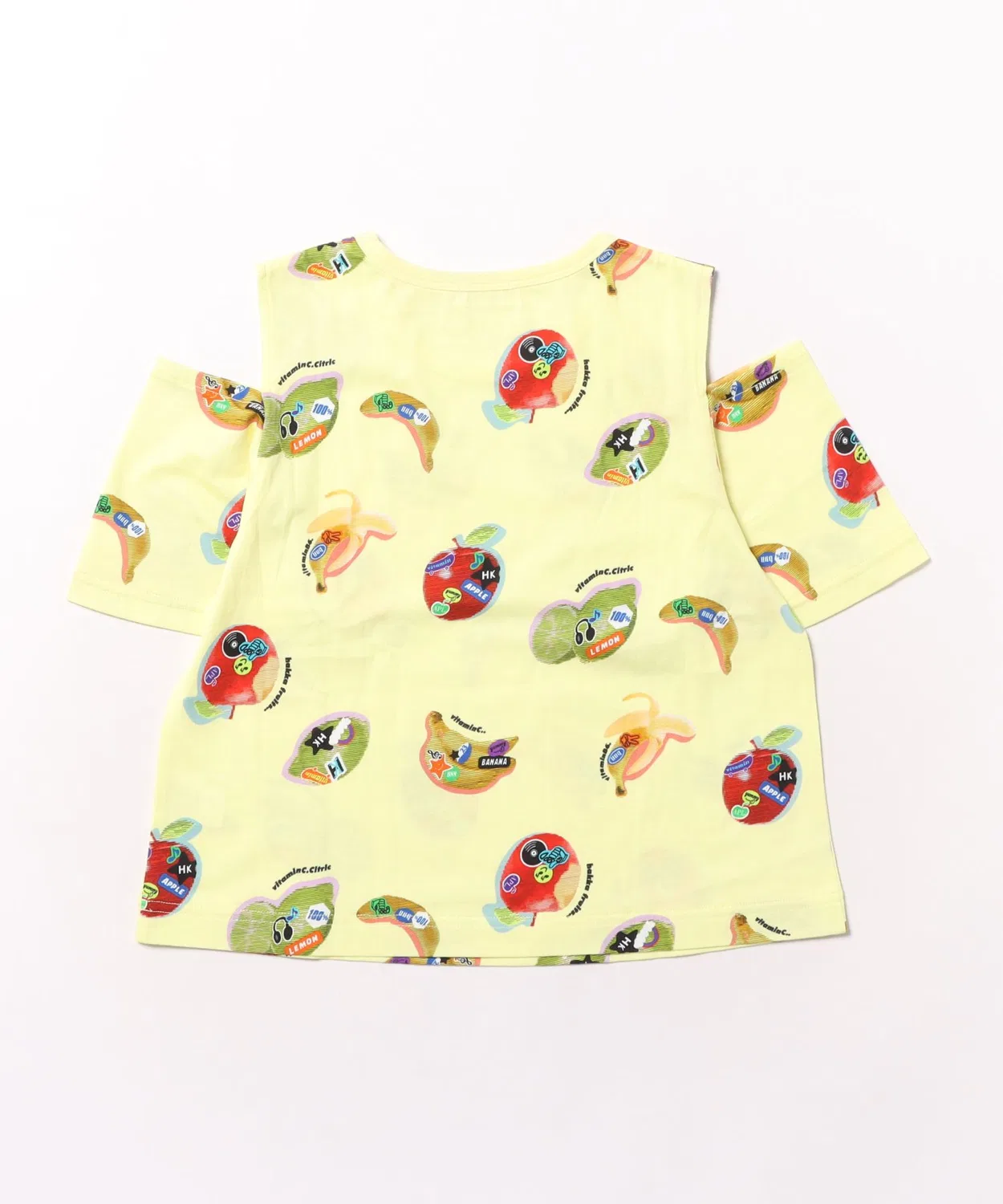 Детская футболка с принтом Sticker Fruit Print Cut Shoulder hakka kids, Yellow — фото 2