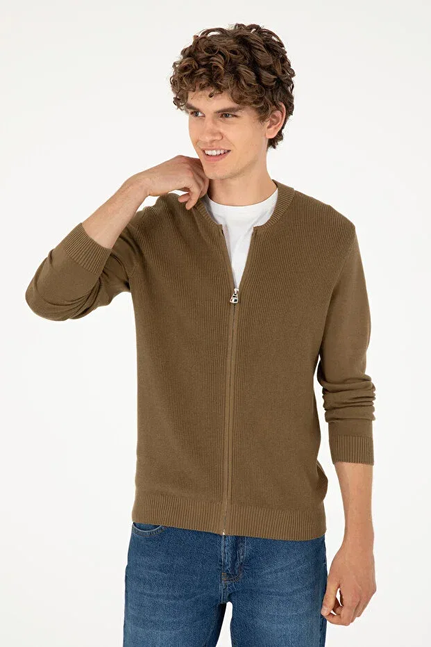 Мужской кардиган базовый из трикотажа U.S. Polo Assn., Khaki — фото 3