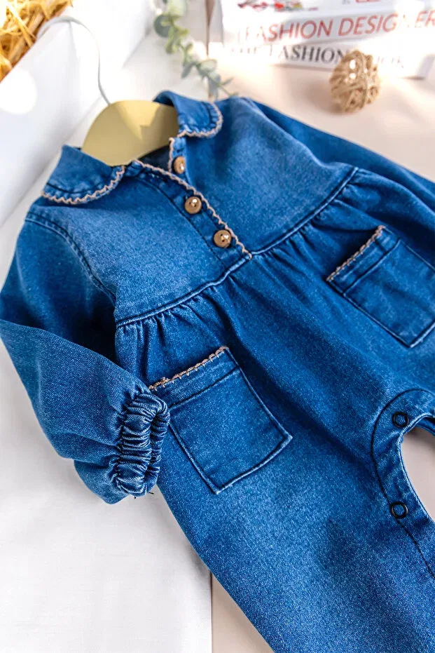 Детский комбинезон для девочек джинсовый Babymod, Blue — фото 4