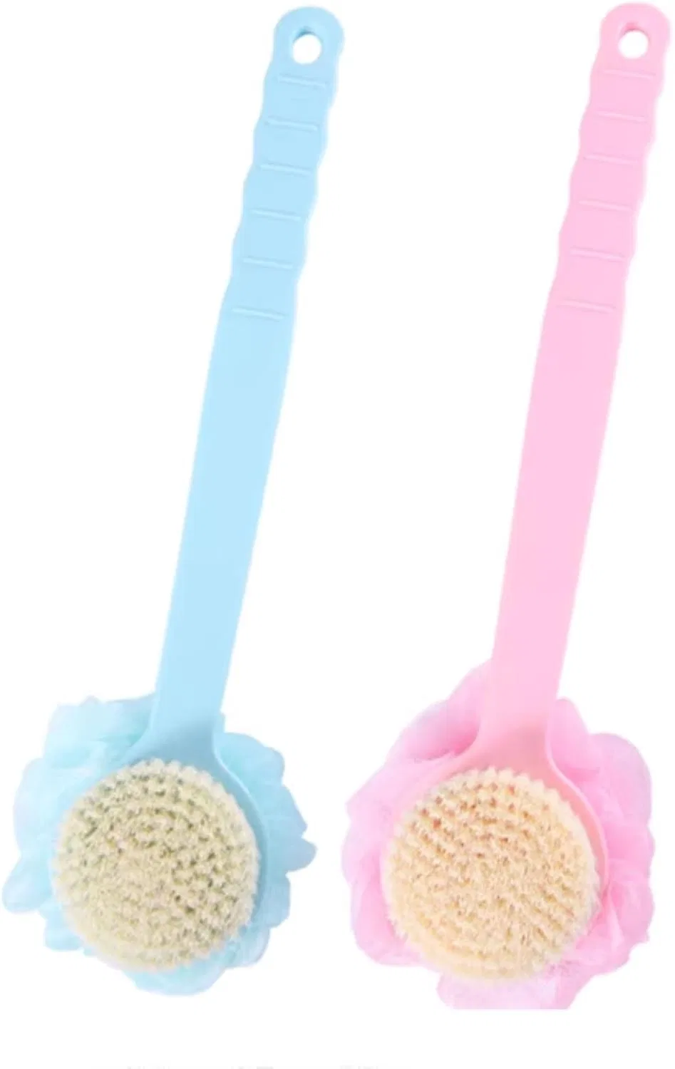 Двусторонняя щетка для душа с длинной ручкой, ZXCMY, 1 шт, 38.5 см, Pale Red+Blue