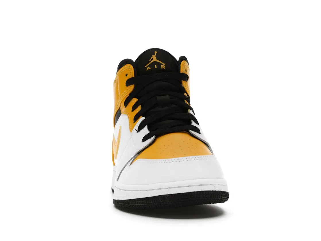Детские кроссовки с длинным шнурком Jordan 1 Mid Jordan, White/University Gold-Black — фото 2