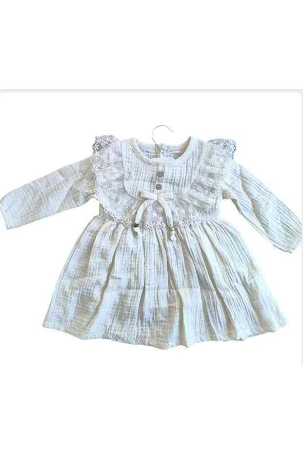 Детское платье для девочек хлопковое Laura baby Minicix, Beige — фото 3
