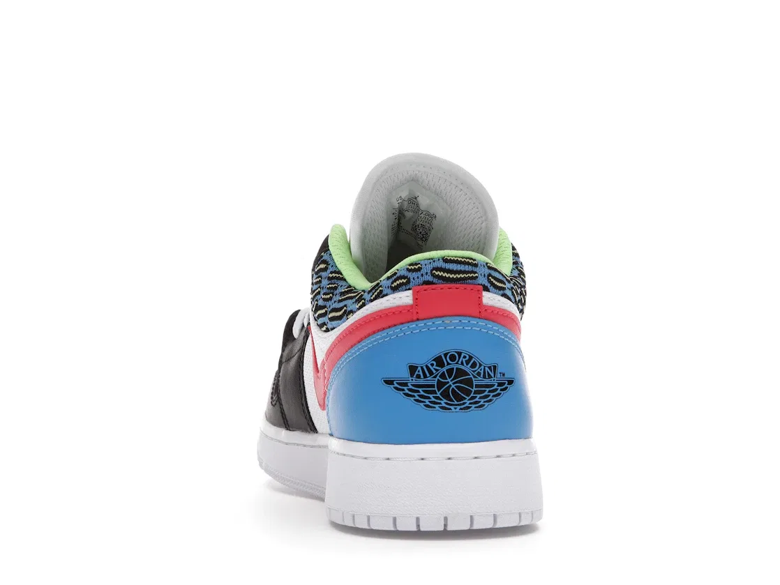 Детские кроссовки Lifestyle с принтом Jordan 1 Low Jordan, Black/Light Fusion Red-White — фото 4