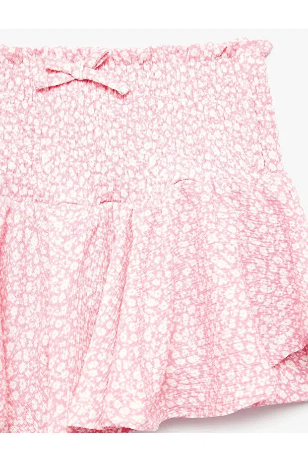 Детские шорты для девочек с принтом Bowknot floral patterned pleated pink girls' shorts 6skg40177ak Koton, Pink Patterned — фото 4