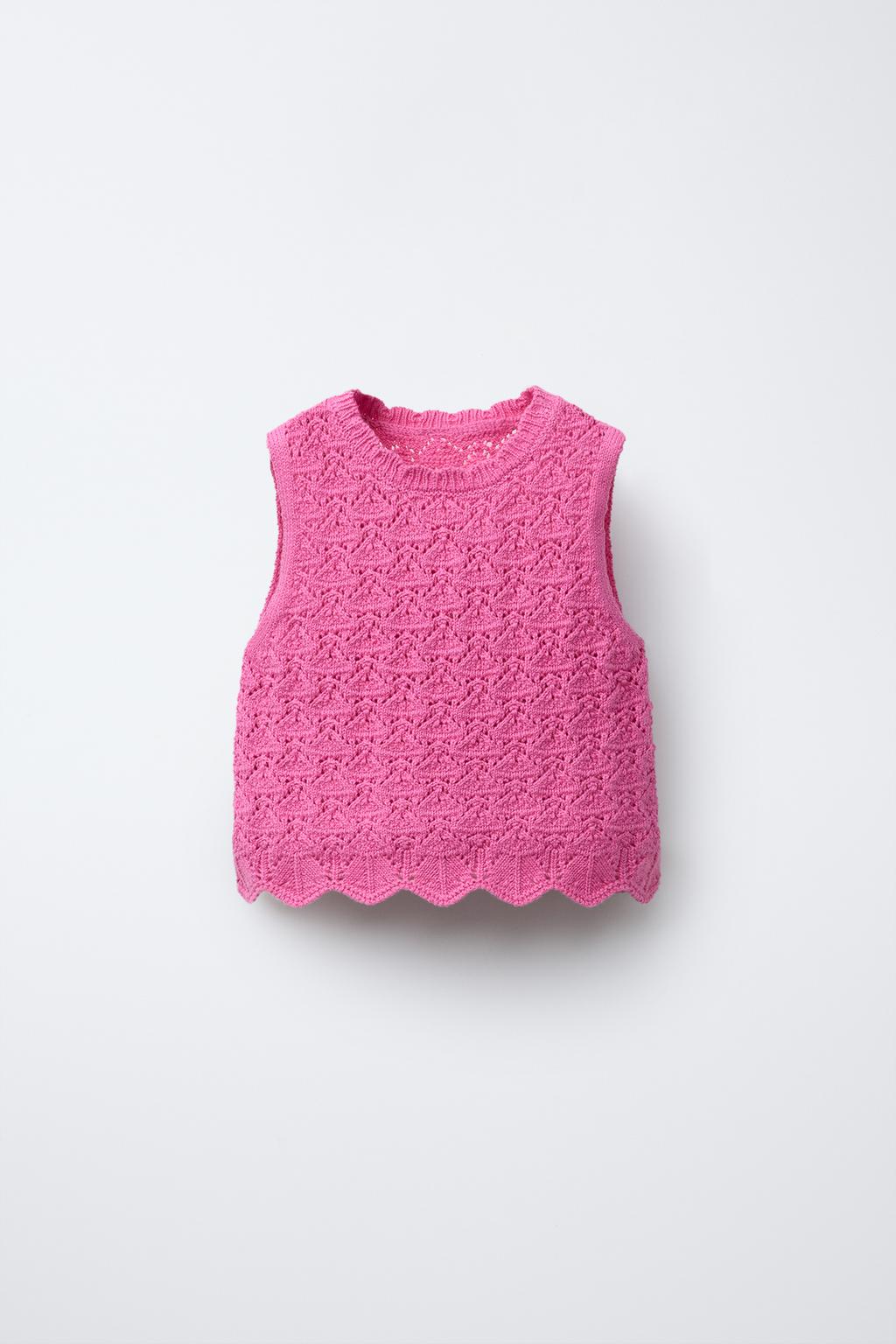 

Топ из ажурного трикотажа ZARA, цвет Fuchsia