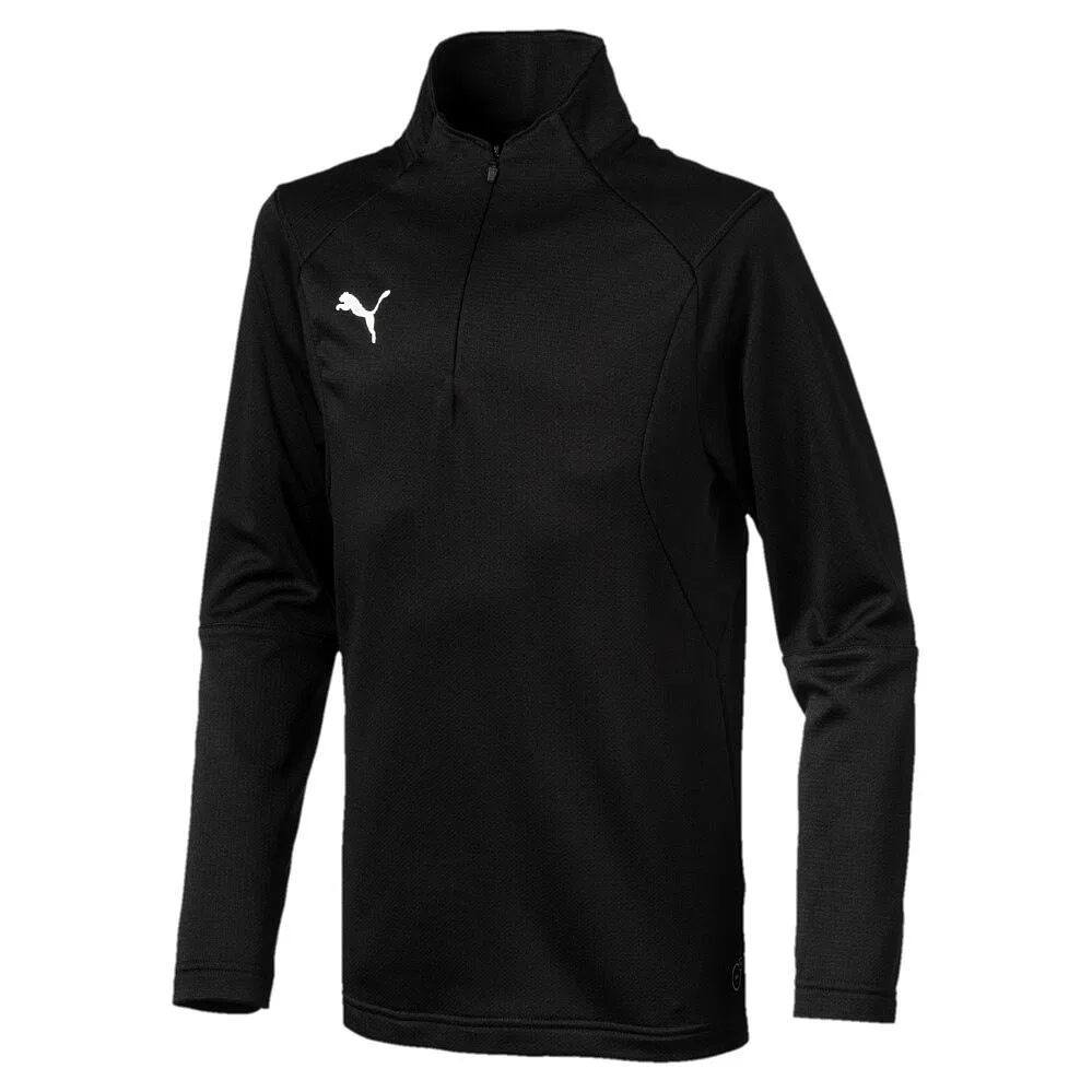 Детский тренировочный топ с 1/4 молнией Liga Training 1/4 Zip Top Jr Puma, Schwarz Weiss