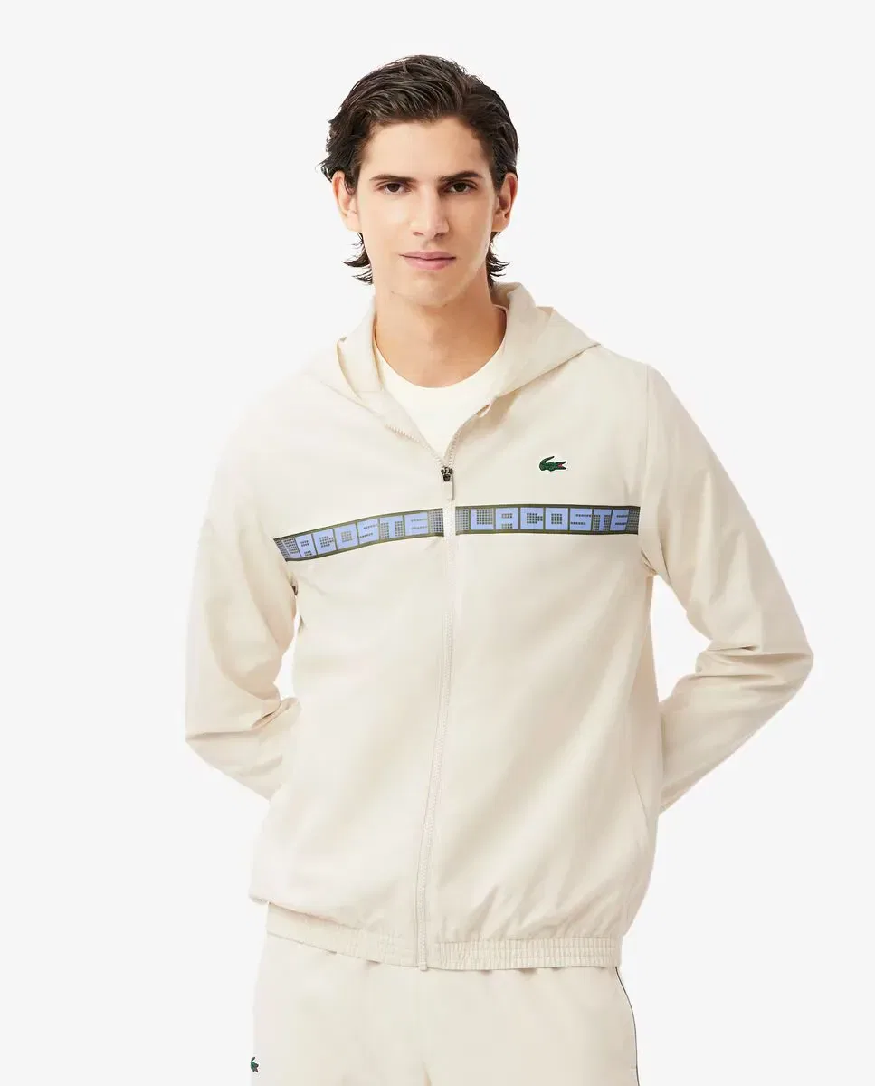 Мужской спортивный костюм для тенниса с полоской Lacoste, Белый — фото 3