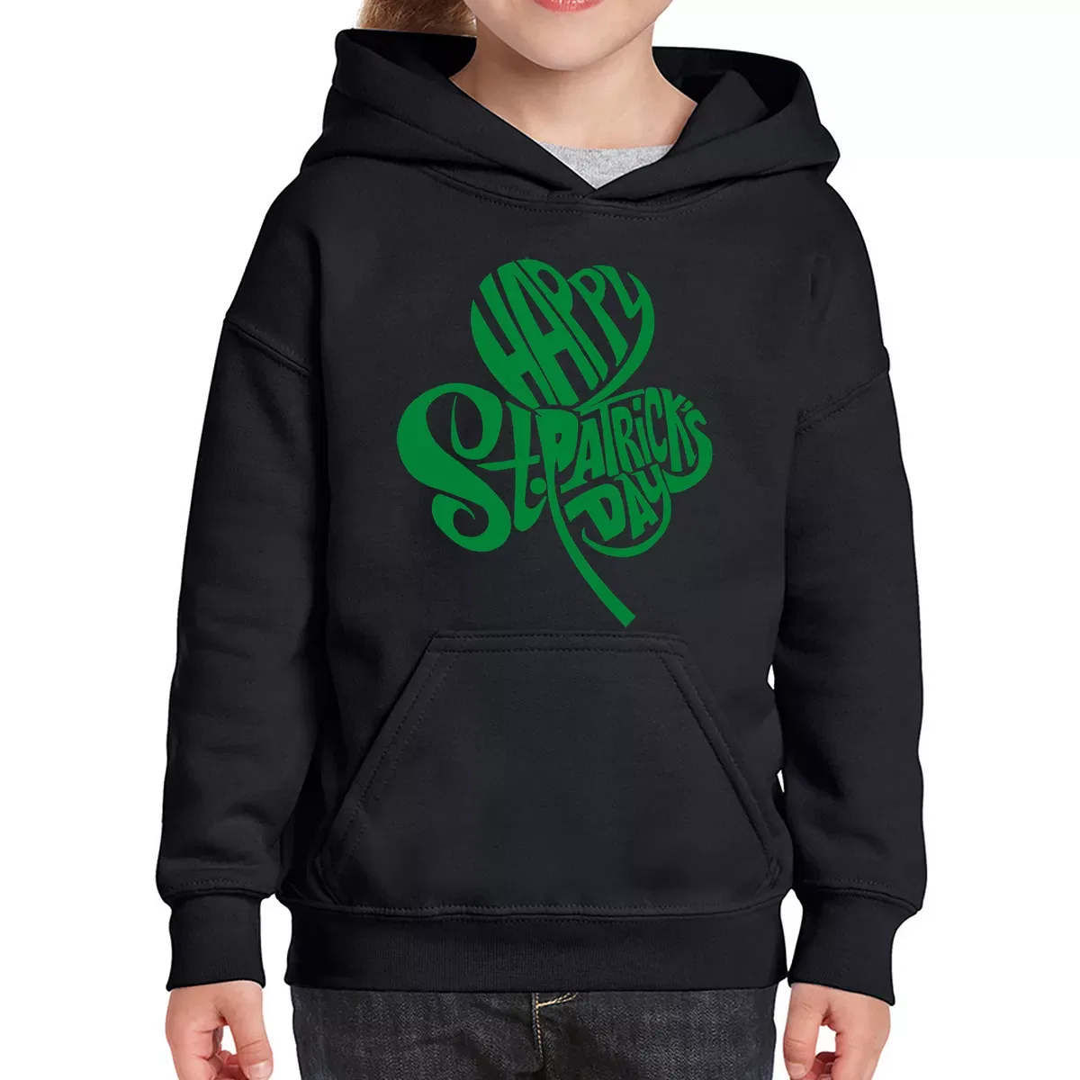 Детская худи с принтом Word Art Shamrock LA Pop Art, Black