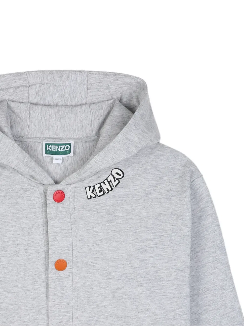 Худи с принтом логипа и нашивками Kenzo Kids, серый — фото 3