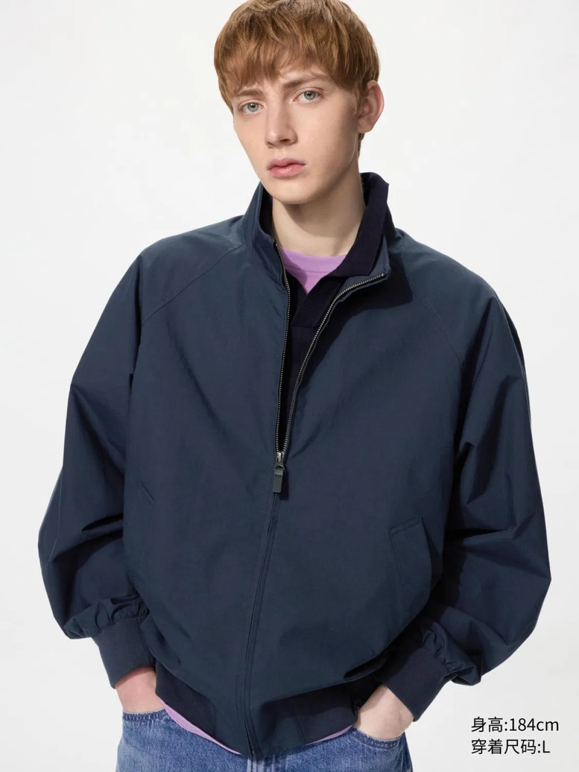 Куртка харрингтон Uniqlo, темно-синий