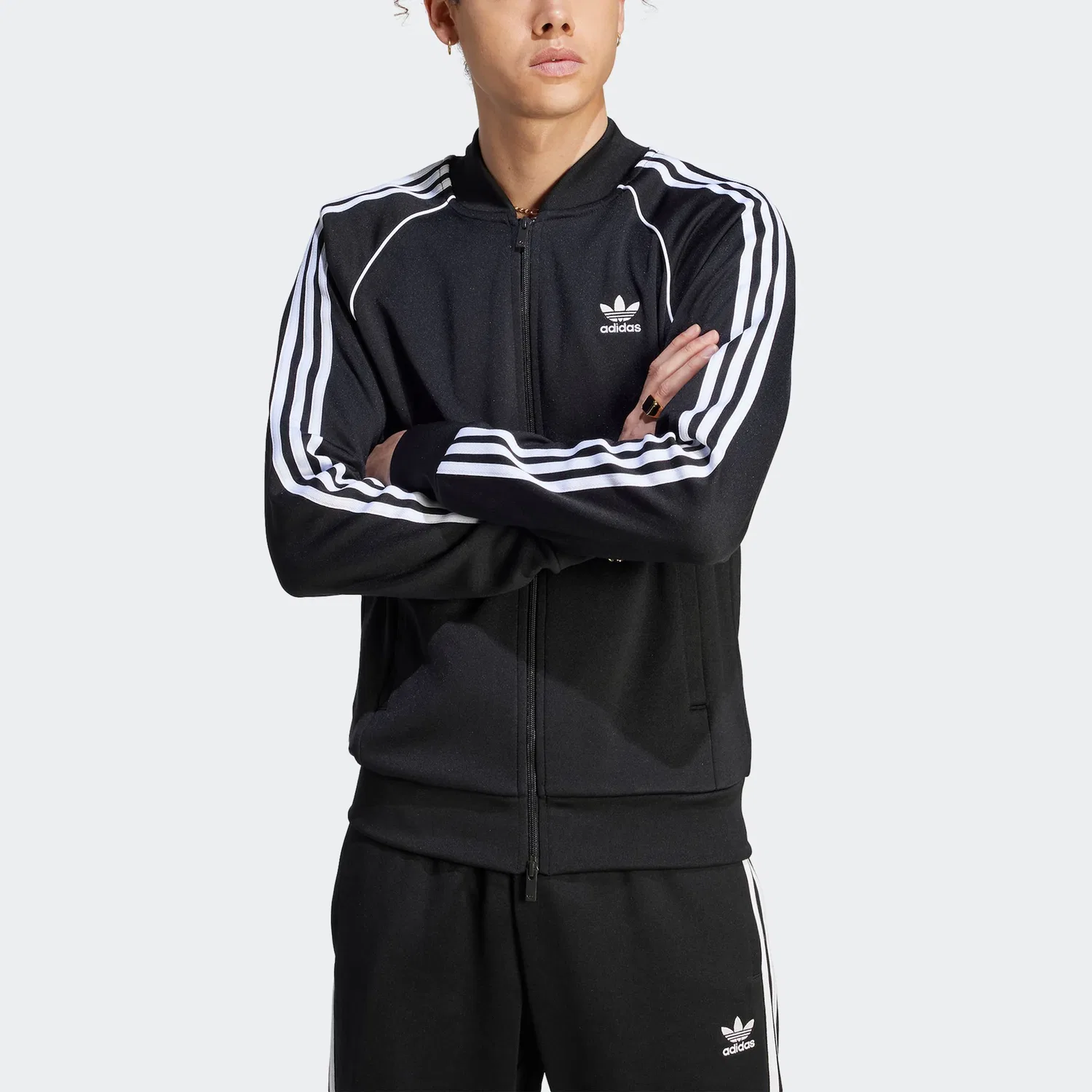 Мужская тренировочная куртка с ретро-дизайном Adidas Originals, Black/White — фото 2