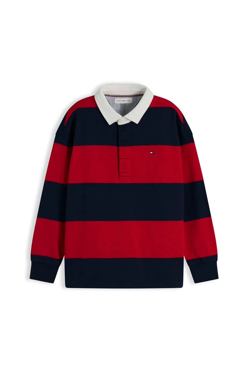 Детский лонгслив-поло Slub Rugby Stripe Polo Tommy Hilfiger, Red