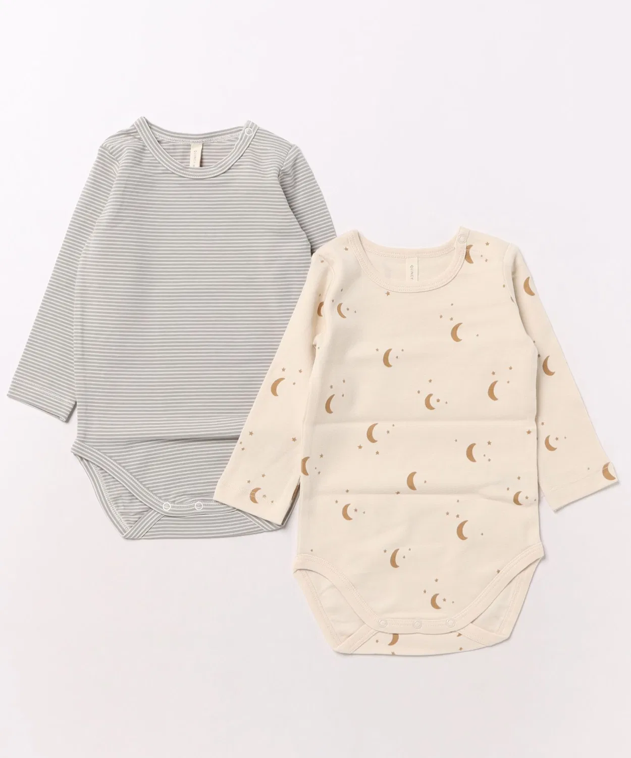 Детский боди-комбинезон с длинным рукавом комплект из 2 штук Moons Blue Micro Stripe Quincy Mae, Blue Micro Stripe