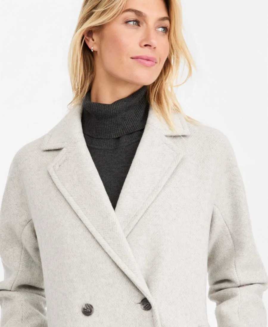 Пальто двубортное Calvin Klein, Lt Grey Herringbone (As Is) — фото 3