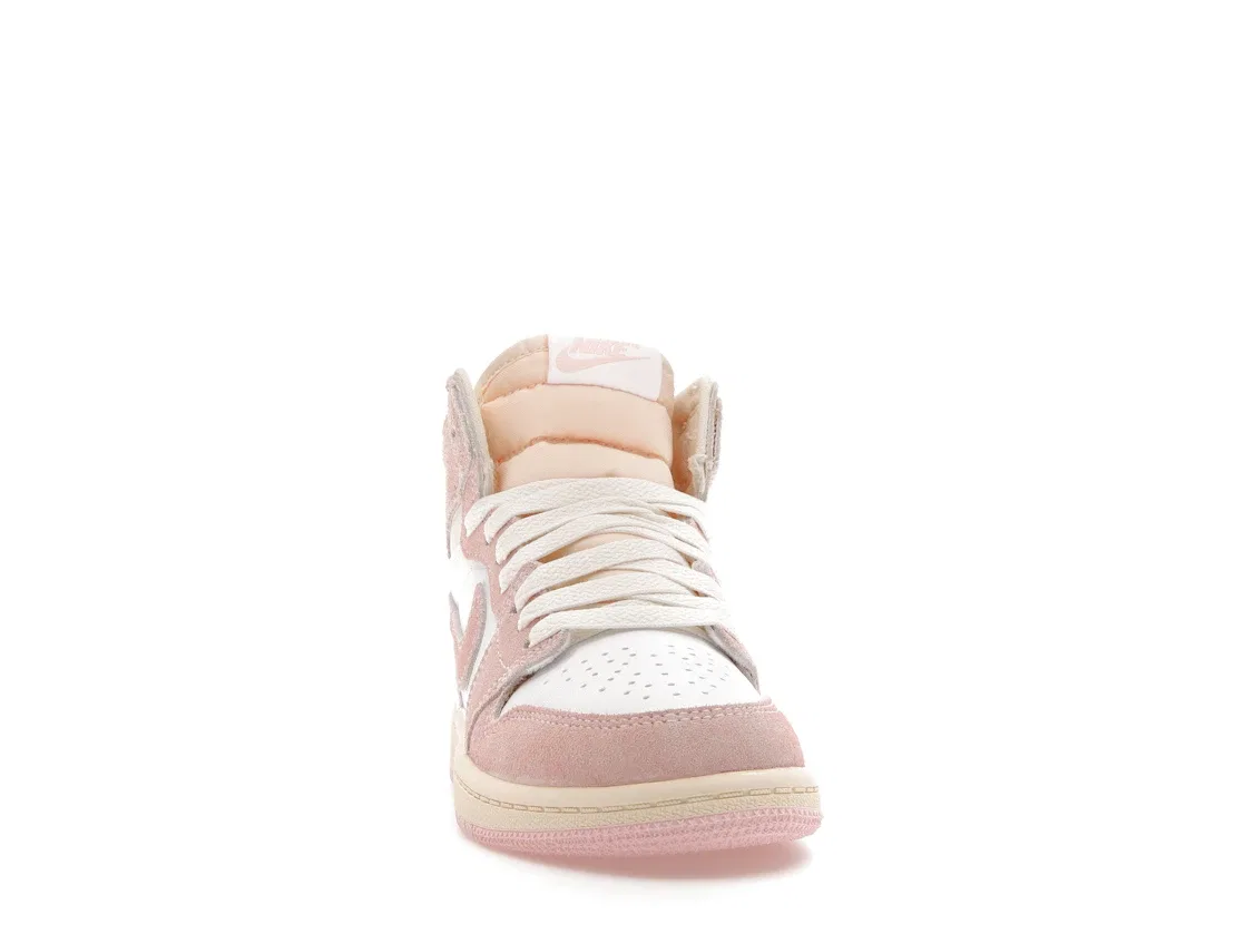 Детские кроссовки с розовым принтом Jordan 1 Retro High OG Jordan, Atmosphere/White/Muslin/Sail — фото 2