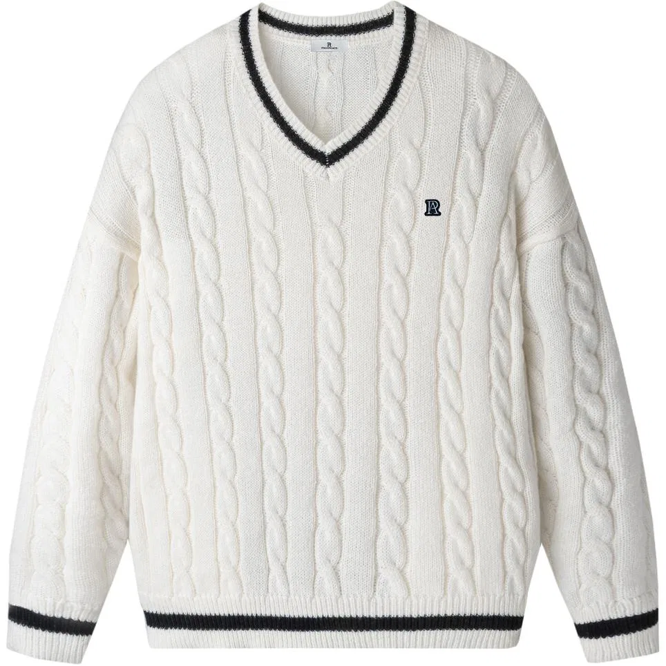 Детский свитер с v-образным вырезом Unisex V Neck Moderate PAL ONGACO, White