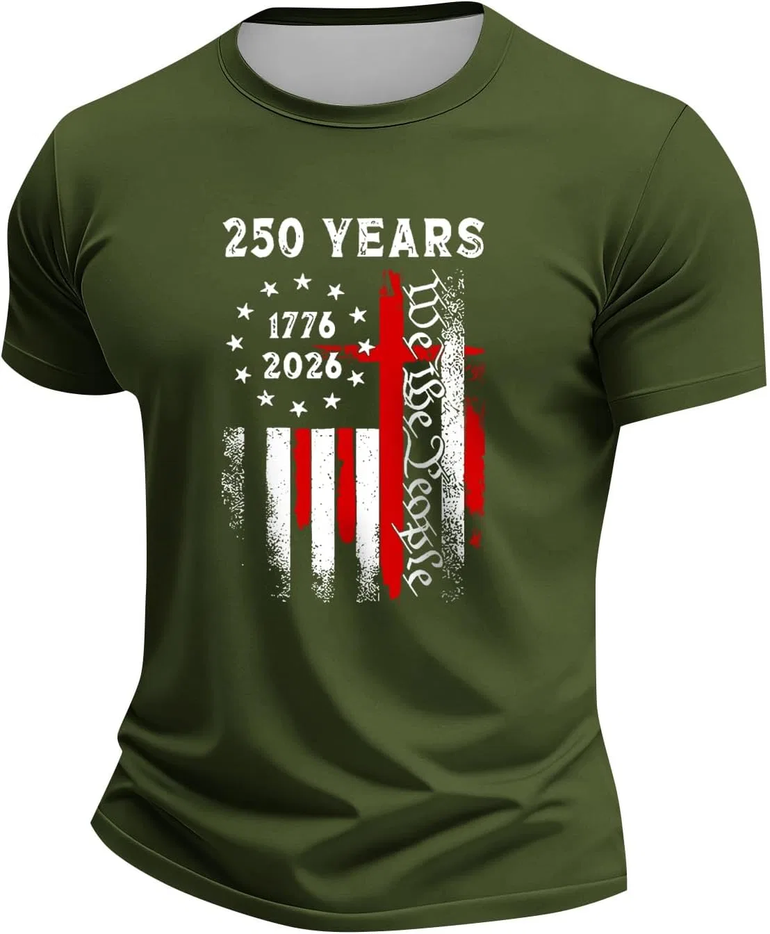 Мужская футболка с американским флагом Independence Day Tee, Army Green — фото 3