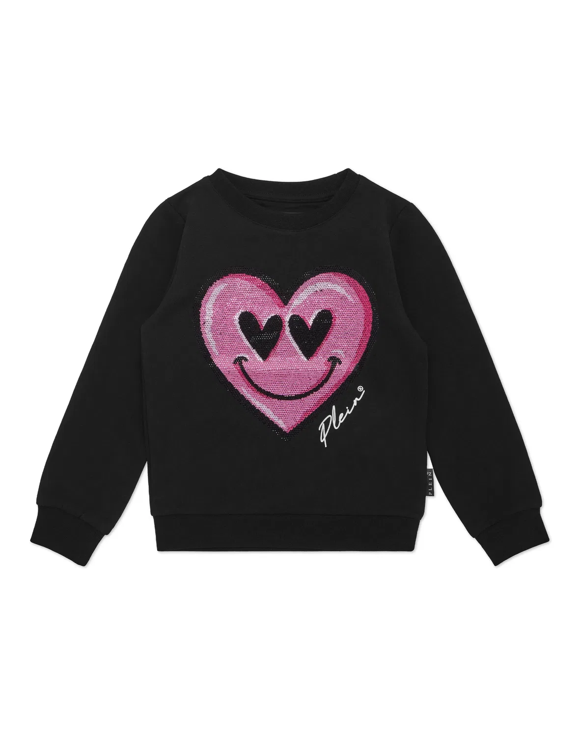 Детский свитшот с длинным рукавом и принтом Smile PHILIPP PLEIN, черный