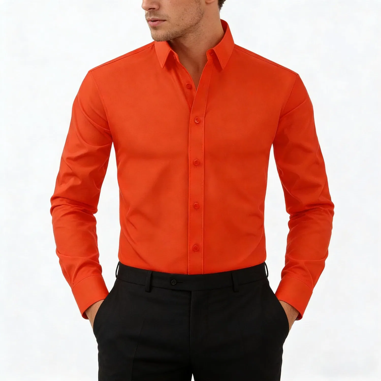 Мужская рубашка с длинным рукавом, современный slim fit, Red People — фото 3