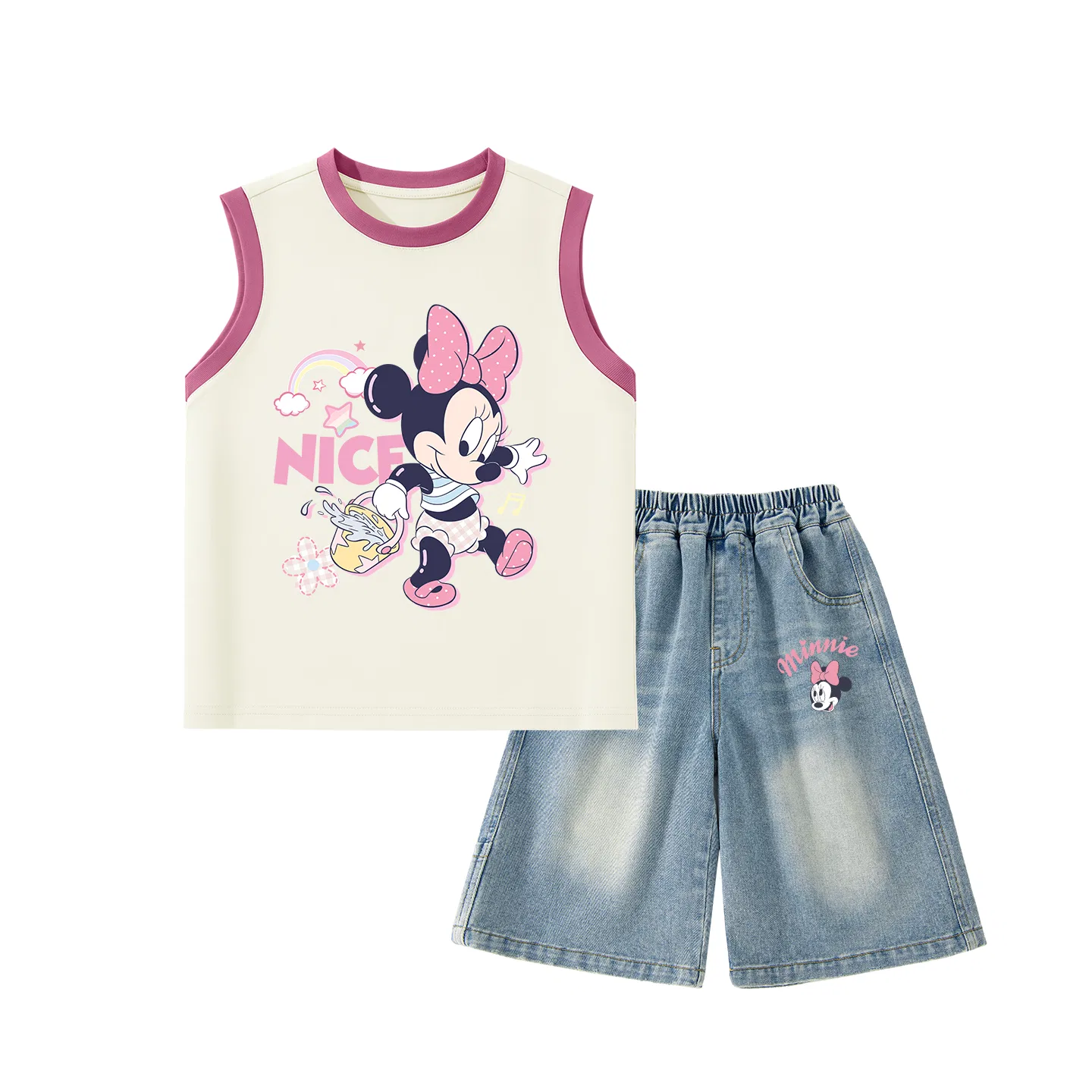 Детский спортивный костюм с круглым вырезом, Disney, Di Chai Water Rose Red+Di Raise Eye K Denim Blue