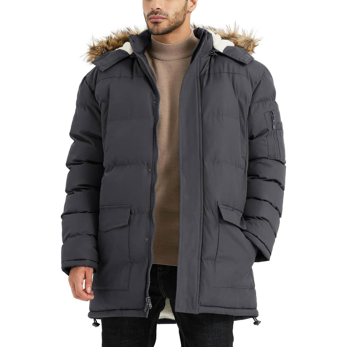 

Парка Jaweru Long Winter Warm Insulated Fleece, серый