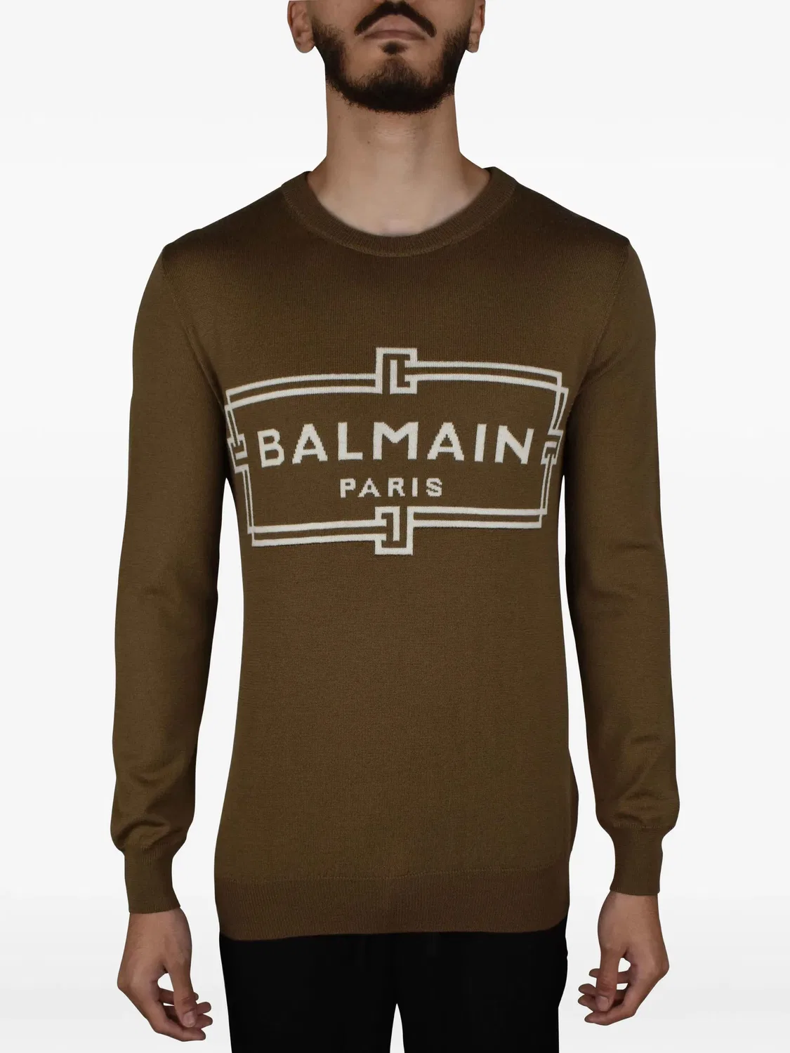 Balmain Джемпер с логотипом, коричневый — фото 2