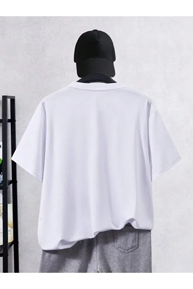 Детская футболка с принтом Unisex men/women colorful los angeles custom printed oversize cotton crew neck t-shirt Revasser, White — фото 3