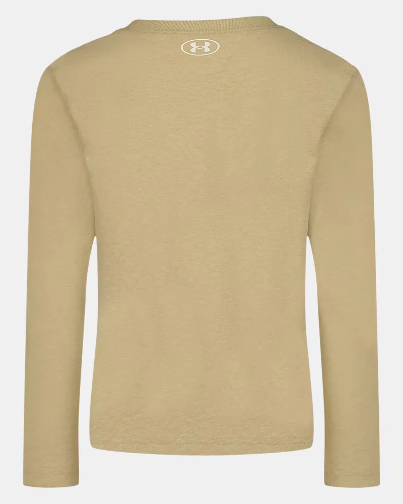 Футболка с длинным рукавом и объемным принтом UA Varsity Logo UnderArmour, Field Khaki/Red — фото 3