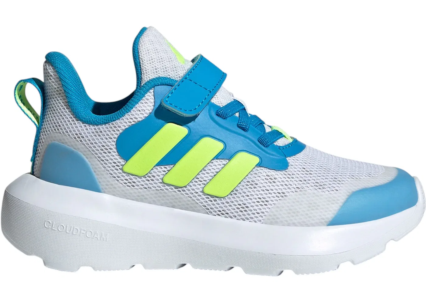 Детские кроссовки с застежкой-липучкой Adidas Fortarun 2.0, Dash Grey Lucid Lemon Solar Blue
