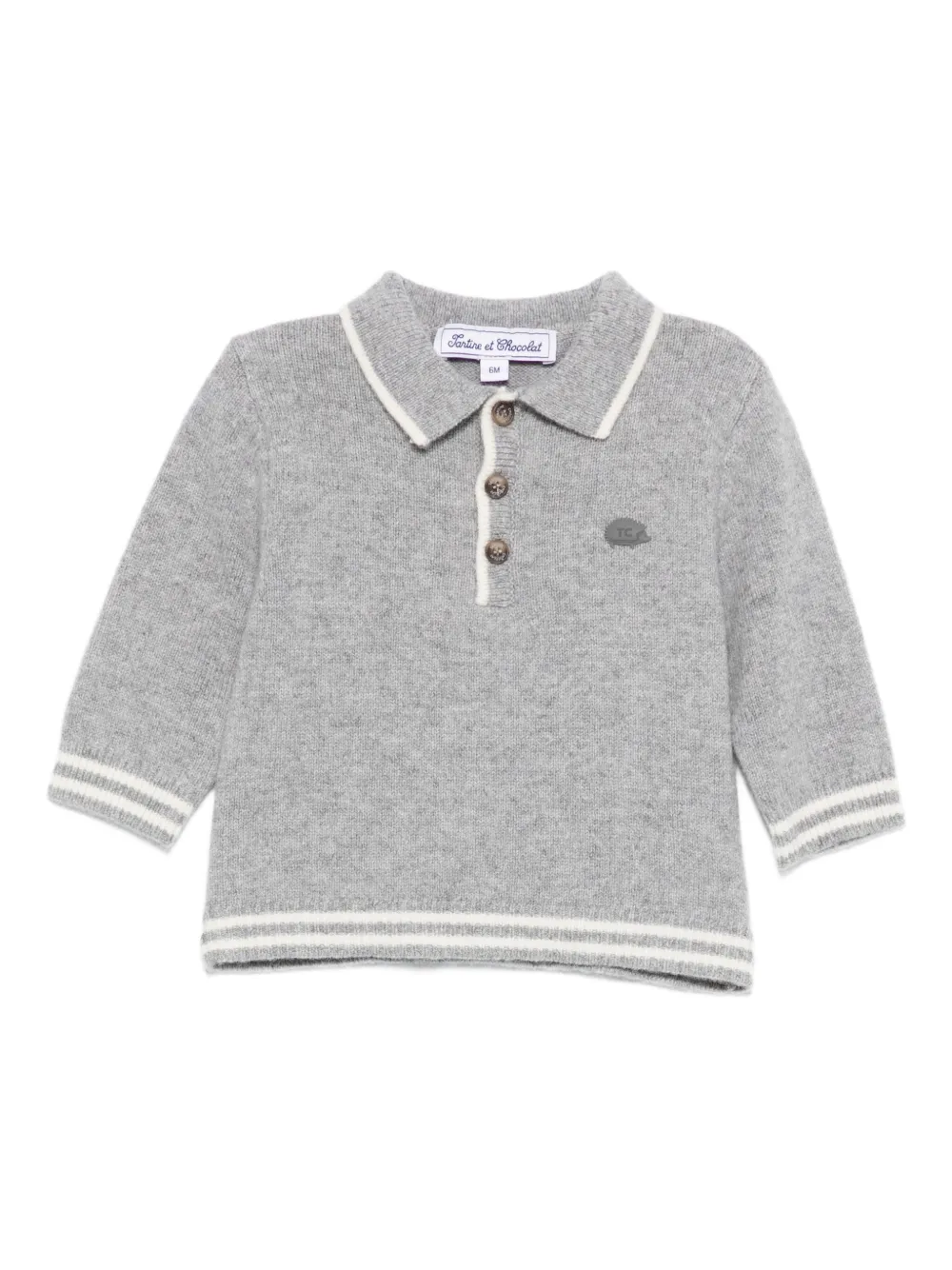 

Вязанный топ с воротником-поло Tartine Et Chocolat, серый