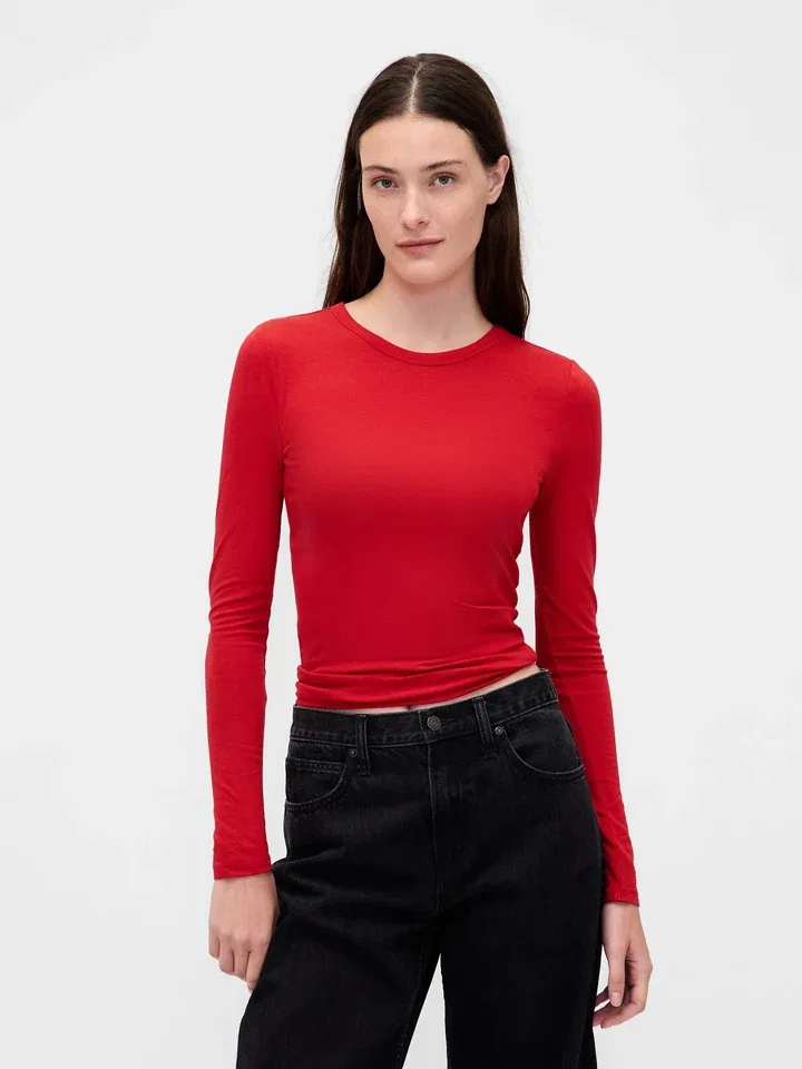 Женский лонгслив приталенный GAP, Red