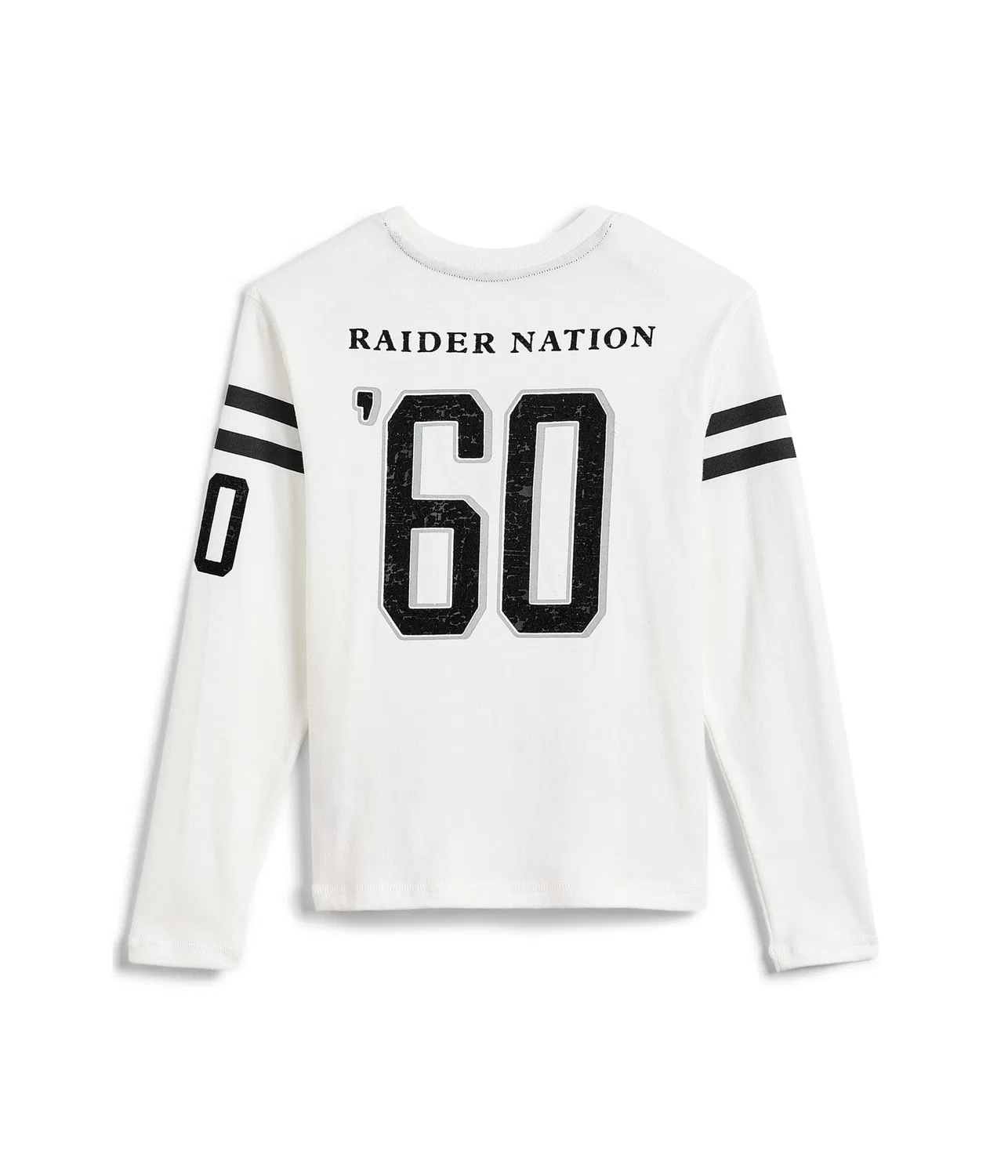 Футболка с длинными рукавами и полосатой кокеткой с символикой команды NFL Las Vegas Raiders (для маленьких и больших детей) Junk Food Clothing Kids, Vintage White — фото 2