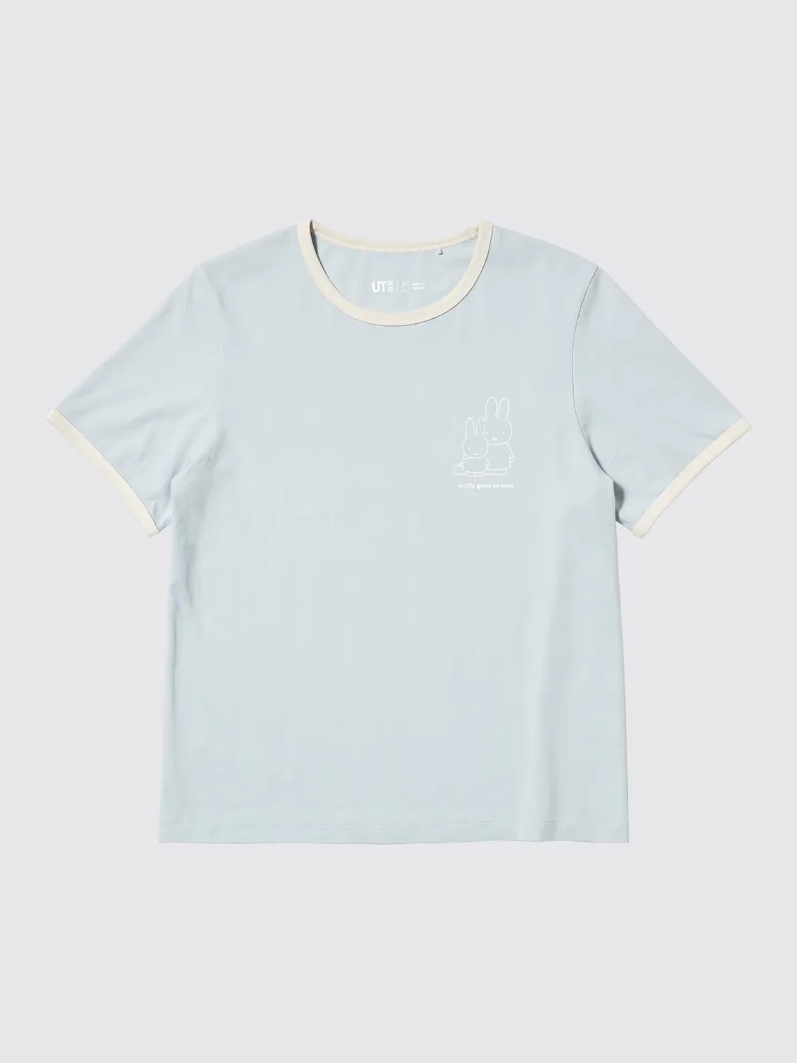 Футболка Uniqlo Миффи в цвету, с коротким рукавом и графическим принтом, светло-голубой — фото 4