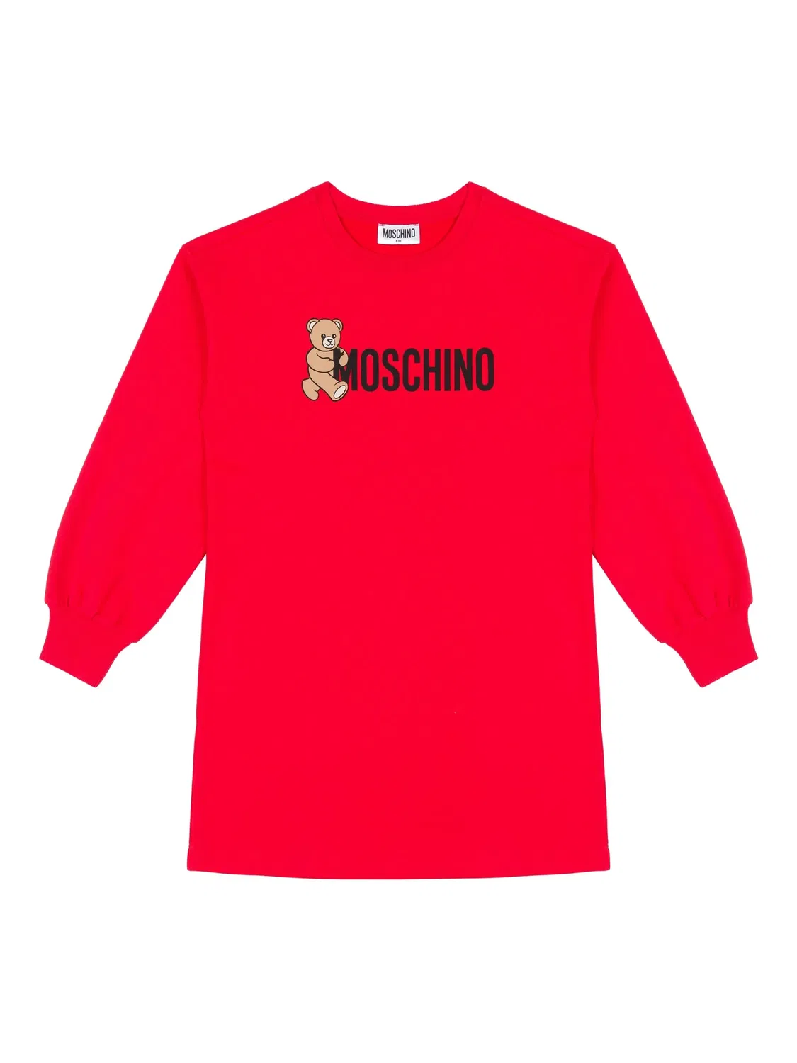 Платье с долгими рукавами и принтом логотипа Moschino, красный