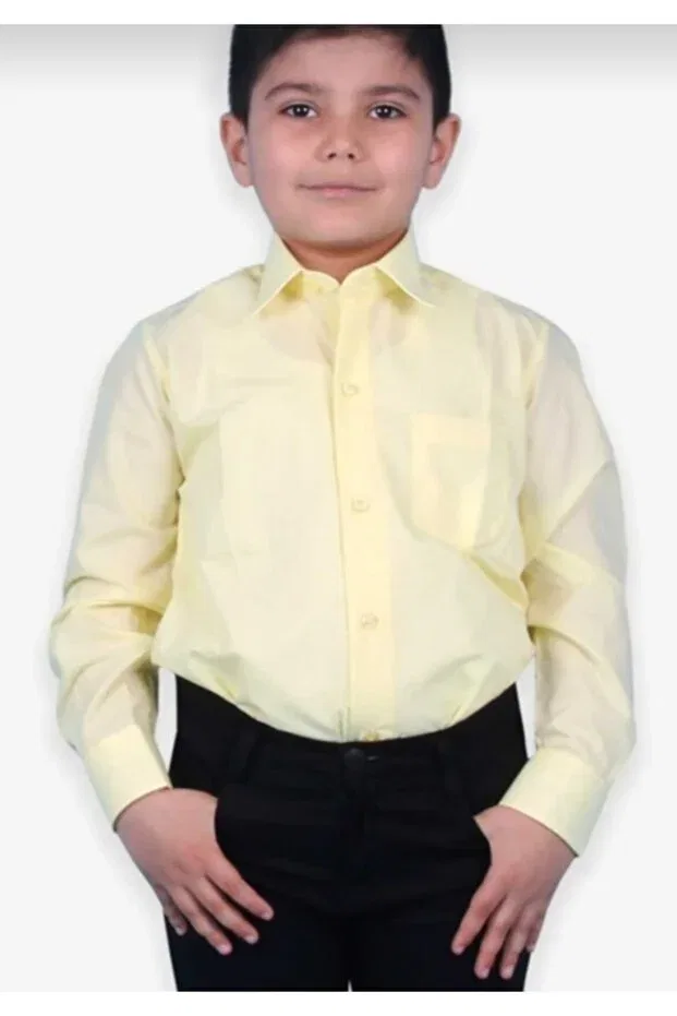 Детская рубашка для мальчиков с длинным рукавом Generic Brands, Yellow Shirt — фото 3