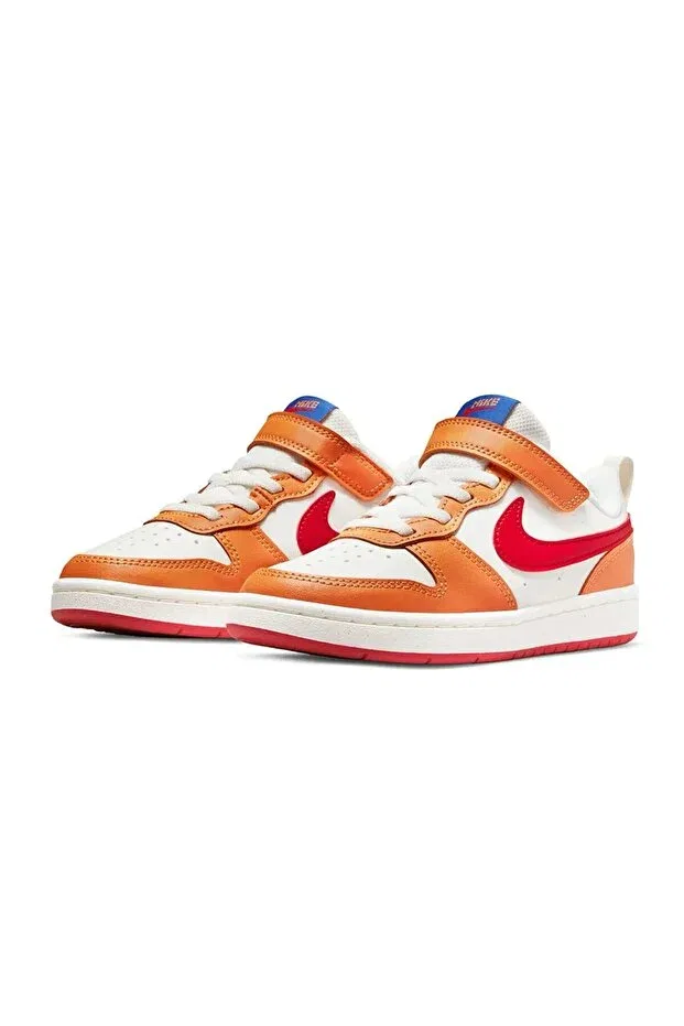 Детские кроссовки для девочек с липучкой Court borough low 2 (psv) Nike, Orange/White