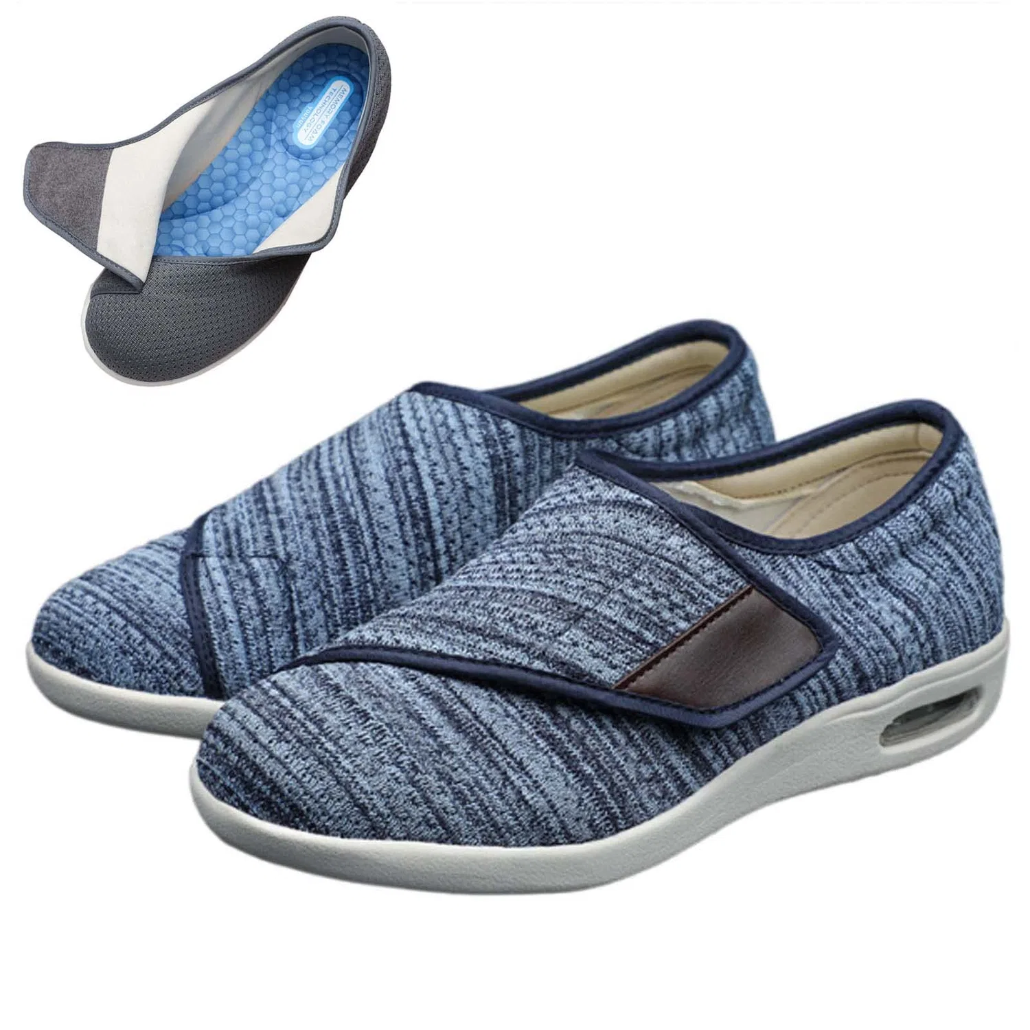 Детские диабетические кроссовки на липучках DHIJUPNG, Light Blue
