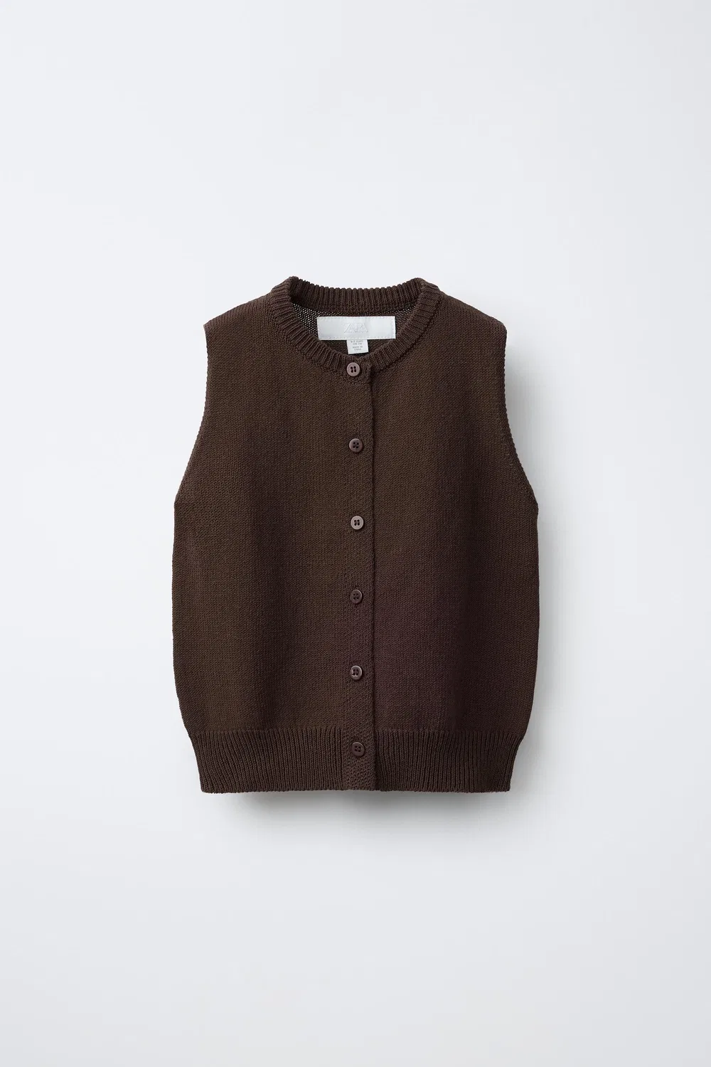Вязаный жилет на пуговицах ZARA, Brown