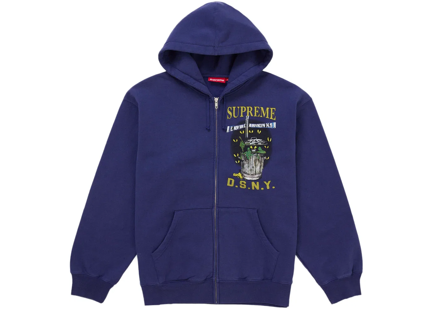 Мужская худи на молнии DSNY Zip Up Hooded Sweatshirt Supreme, Washed Navy